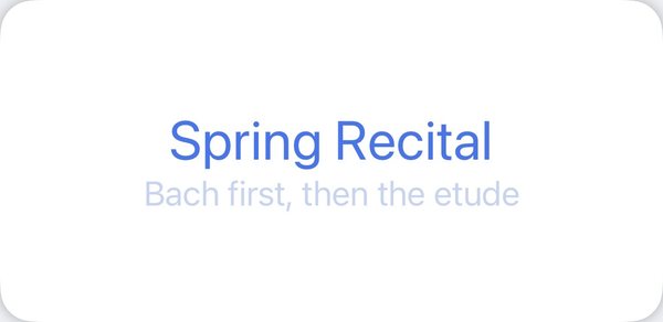 Text widget reading Spring Recital